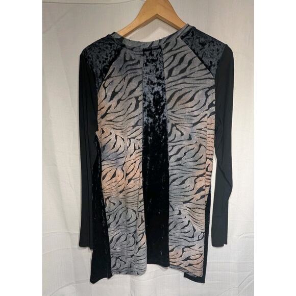 LOGO Women's Lavish Lori Goldstein Black Burnout Velvet Tunic Top L Whimsigoth - Picture 4 of 8